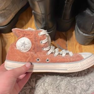 pink sparkly high top converse